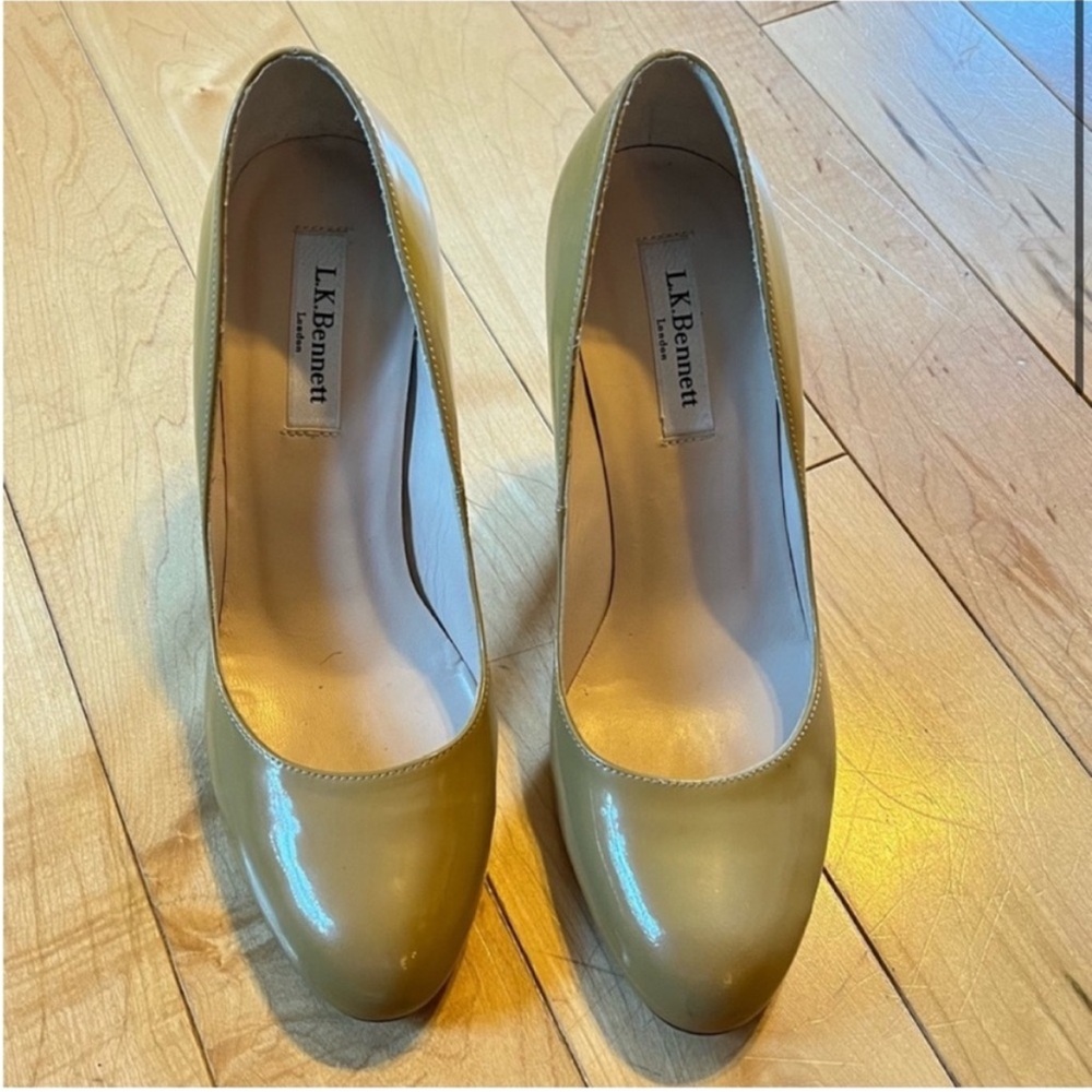 L.K. Bennett Nude Patent Leather Pump Heels size 37 - Picture 2 of 9